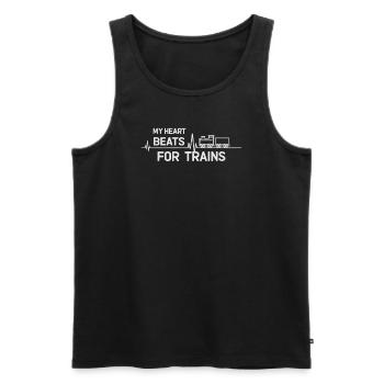 Mon cœur bat pour les trains Trainspotting - Débardeur bio Premium Homme - noir - Devant - AI Model Male 178 light (178cm)