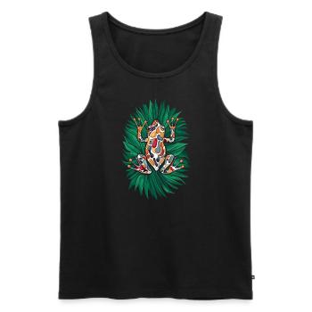 Coqui Frog Puerto Rico Tropical Artwork - Men's Premium Organic Tank Top - black - Front - Michal (187cm)