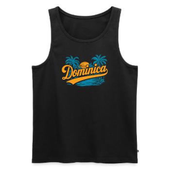 Dominica Souvenir – Tropical Palm Trees and - Men's Premium Organic Tank Top - black - Front - AI Model Male 178 light (178cm)
