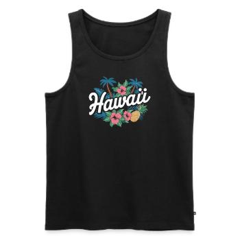 Hawaii Souvenir Tropical Flowers and Pineapple - Men's Premium Organic Tank Top - black - Front - Michal (187cm)