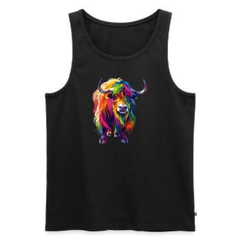 Bunter Yak: Farbenfrohes Kunstwerk - Männer Premium Bio Tank Top - Schwarz - Vorne - AI Model Male 178 light (178cm)