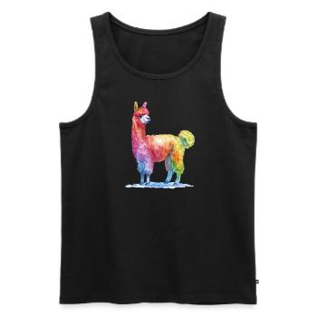 Buntes Lama Aquarell Malerei - Männer Premium Bio Tank Top - Schwarz - Vorne - Michal (187cm)