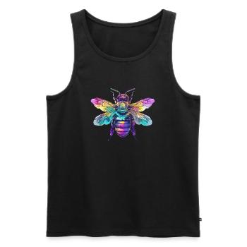 Bunte Biene mit Regenbogenflügeln - Männer Premium Bio Tank Top - Schwarz - Vorne - AI Model Male 178 light (178cm)