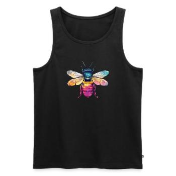 Bunte Biene Kunstwerk mit Regenbogenfarben - Männer Premium Bio Tank Top - Schwarz - Vorne - AI Model Male 178 light (178cm)