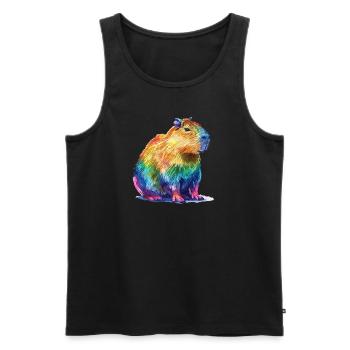 Capybara Rainbow Colorful Capybara Portrait - Men's Premium Organic Tank Top - black - Front - AI Model Male 178 light (178cm)