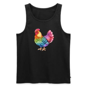 Buntes Huhn Regenbogen - Farbenfrohes Hühnerleben - Männer Premium Bio Tank Top - Schwarz - Vorne - Michal (187cm)