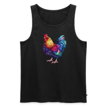 Hahn Regenbogen – Bunte Farbenpracht - Männer Premium Bio Tank Top - Schwarz - Vorne - AI Model Male 178 light (178cm)