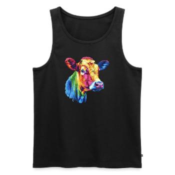 Bunte Kuh Regenbogen Kunstwerk - Männer Premium Bio Tank Top - Schwarz - Vorne - AI Model Male 178 light (178cm)