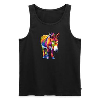Donkey Rainbow Colorful Donkey Motif Artwork - Men's Premium Organic Tank Top - black - Front - Michal (187cm)
