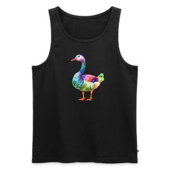 Bunte Ente Aquarell Kunstwerk - Männer Premium Bio Tank Top - Schwarz - Vorne - AI Model Male 178 light (178cm)