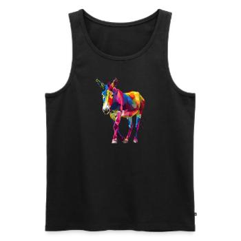 Bunter Esel Pop-Art Stil - Männer Premium Bio Tank Top - Schwarz - Vorne - AI Model Male 178 light (178cm)