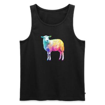 Schaf mit Regenbogen Shepherd-Farmtier - Männer Premium Bio Tank Top - Schwarz - Vorne - Michal (187cm)