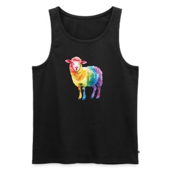 Hirten Schaf Bauernhof Tier Regenbogen Schaf - Männer Premium Bio Tank Top - Schwarz - Vorne - Michal (187cm)
