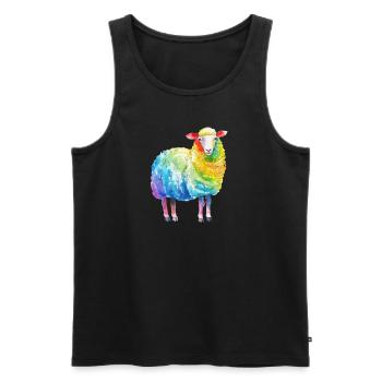 Buntes Schaf - Rainbow Sheep Farm Animal Farmer - Männer Premium Bio Tank Top - Schwarz - Vorne - AI Model Male 178 light (178cm)