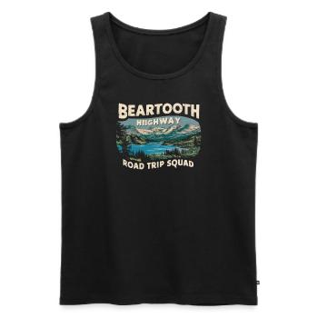 Escouade de road trip sur l’autoroute Beartooth - Débardeur bio Premium Homme - noir - Devant - AI Model Male 178 light (178cm)