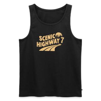 Scenic Highway 7 Retro Road Trip Aventure - Débardeur bio Premium Homme - noir - Devant - AI Model Male 178 light (178cm)