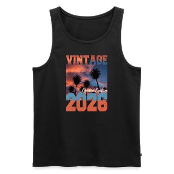 2026 Vintage Limited Edition Palm Trees Born 2026 - Men's Premium Organic Tank Top - black - Front - AI Model Male 178 light (178cm)