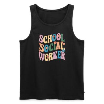Schulsozialarbeiter Blumen Design - Männer Premium Bio Tank Top - Schwarz - Vorne - Michal (187cm)