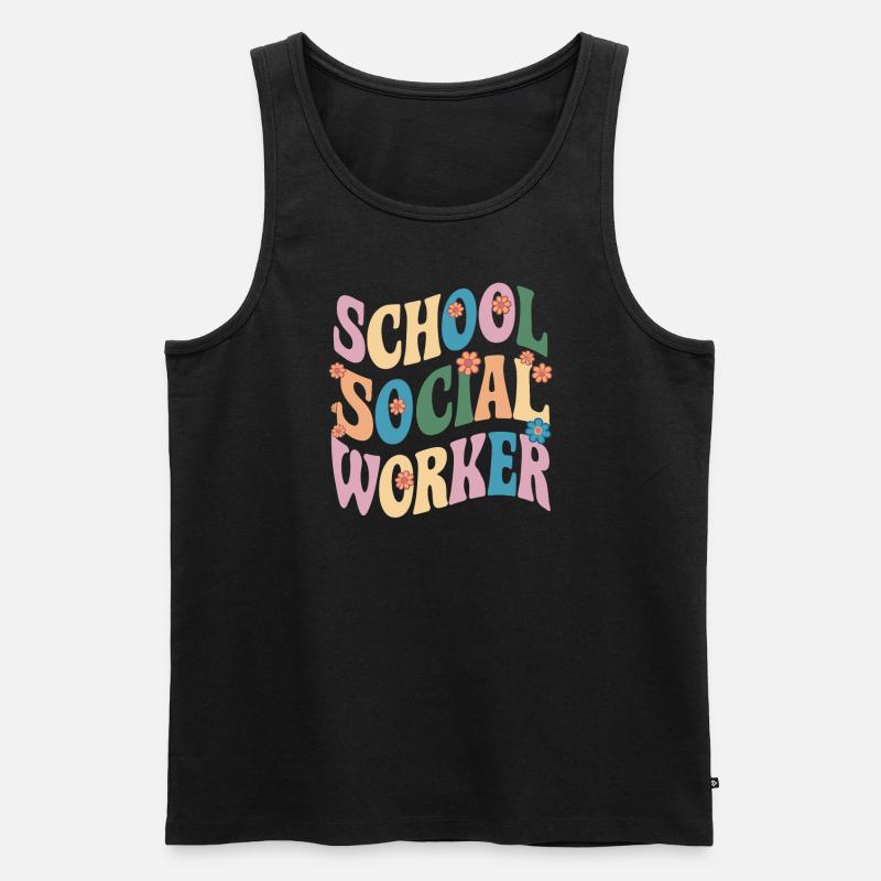 Schulsozialarbeiter Blumen Design - Männer Premium Bio Tank Top - Schwarz