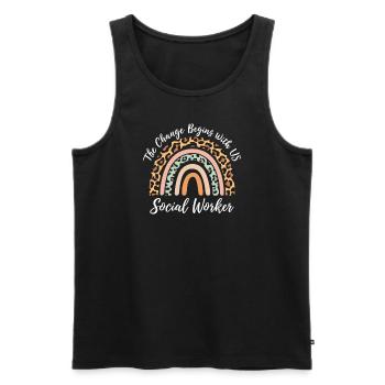 Der Wandel Beginnt Mit Uns Sozialarbeiter - Männer Premium Bio Tank Top - Schwarz - Vorne - AI Model Male 178 light (178cm)
