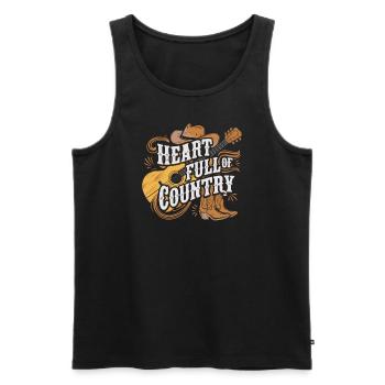 Un cœur plein d’amour de la musique country - Débardeur bio Premium Homme - noir - Devant - Michal (187cm)