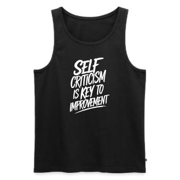 Self-criticism is the key to improvement - Men's Premium Organic Tank Top - black - Front - AI Model Male 178 light (178cm)