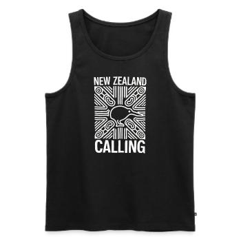 New Zealand Souvenir Calling Kiwi Design - Men's Premium Organic Tank Top - black - Front - Michal (187cm)