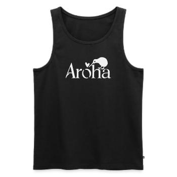 Aroha Nouvelle-Zélande Souvenir Kiwi Coeur - Débardeur bio Premium Homme - noir - Devant - Michal (187cm)