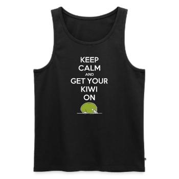 Souvenir néo-zélandais : restez calme et prenez votre kiwi - Débardeur bio Premium Homme - noir - Devant - Michal (187cm)
