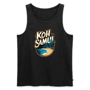 Koh Samui souvenir beach and palm trees - Men's Premium Organic Tank Top - black - Front - AI Model Male 178 light (178cm)