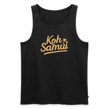 Koh Samui Souvenir with Palm Tree Motif - Men's Premium Organic Tank Top - black - Front - AI Model Male 178 light (178cm)