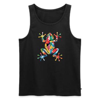 Bunte Geometrische Reptilien Kunst Frosch - Männer Premium Bio Tank Top - Schwarz - Vorne - Michal (187cm)
