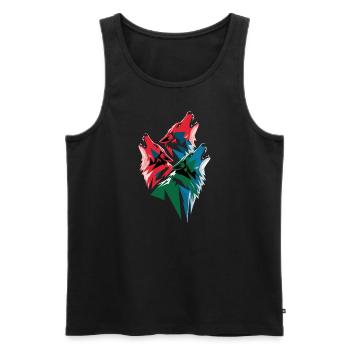 Drei Bunte Wölfe Kunstwerk - Männer Premium Bio Tank Top - Schwarz - Vorne - AI Model Male 178 light (178cm)