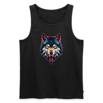 Colorful Geometric Wolf Head - Men's Premium Organic Tank Top - black - Front - AI Model Male 178 light (178cm)