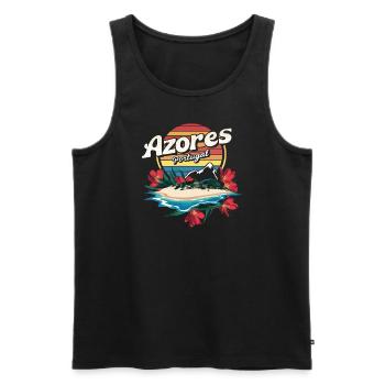 Souvenir Açores Portugal - Île tropicale - Débardeur bio Premium Homme - noir - Devant - AI Model Male 178 light (178cm)