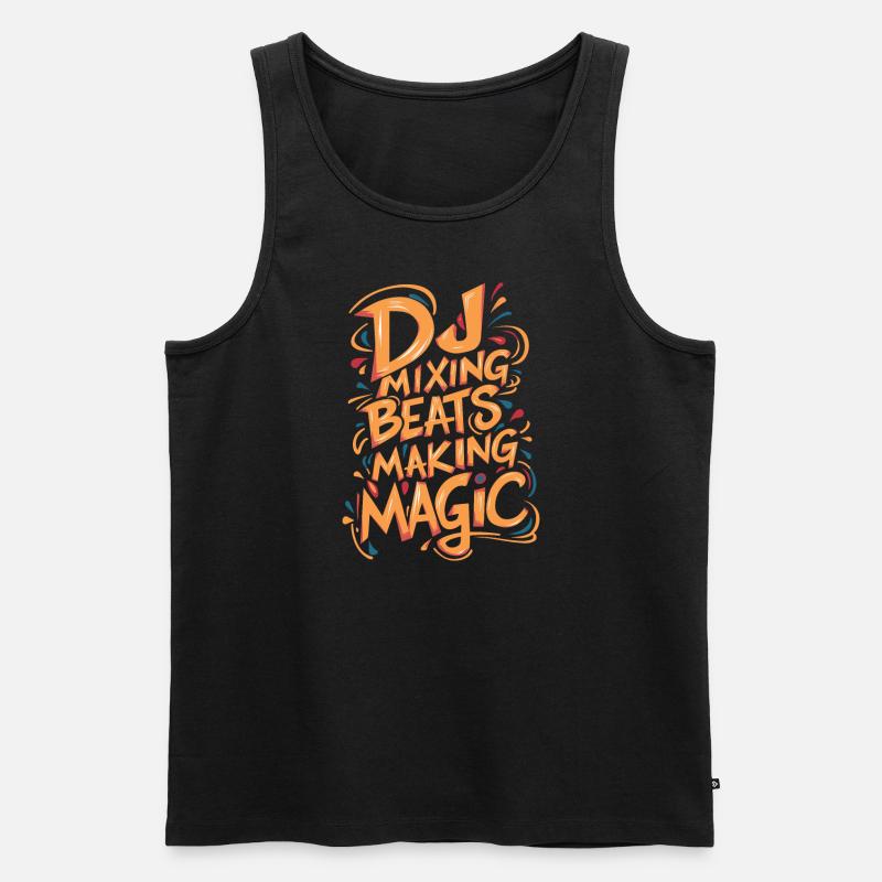 DJ Mixing Beats Making Magic - Männer Premium Bio Tank Top - Schwarz