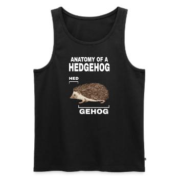 Anatomie d’un hérisson HED GEHOG hérisson avec mignon - Débardeur bio Premium Homme - noir - Devant - Michal (187cm)