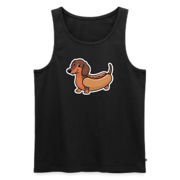 Dackel In Kostümen Lustiger Hot Dog - Männer Premium Bio Tank Top - Schwarz - Vorne - AI Model Male 178 light (178cm)