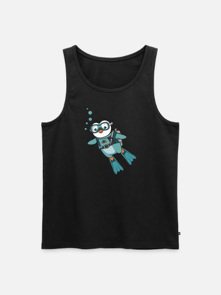 Cute Penguin Diver Illustration - Men's Premium Organic Tank Top - black