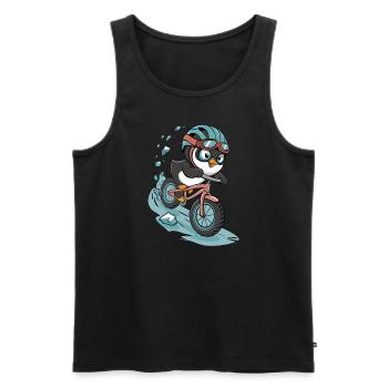 Fahrradfahrender Pinguin in Action - Männer Premium Bio Tank Top - Schwarz - Vorne - AI Model Male 178 light (178cm)