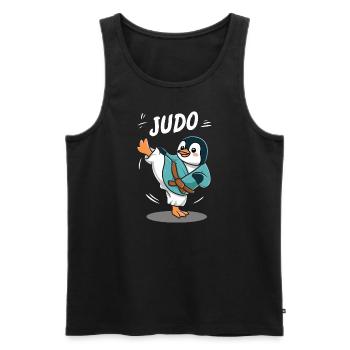 Judo Penguin Funny Cartoon Motif - Men's Premium Organic Tank Top - black - Front - Michal (187cm)