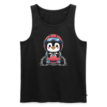 Süßer Rennfahrer Pinguin im Go-Kart - Männer Premium Bio Tank Top - Schwarz - Vorne - Michal (187cm)