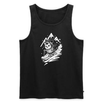 Pinguin Skifahren vor Berglandschaft - Männer Premium Bio Tank Top - Schwarz - Vorne - Michal (187cm)