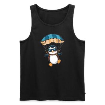 Cooler Pinguin Mit Fallschirm - Männer Premium Bio Tank Top - Schwarz - Vorne - AI Model Male 178 light (178cm)