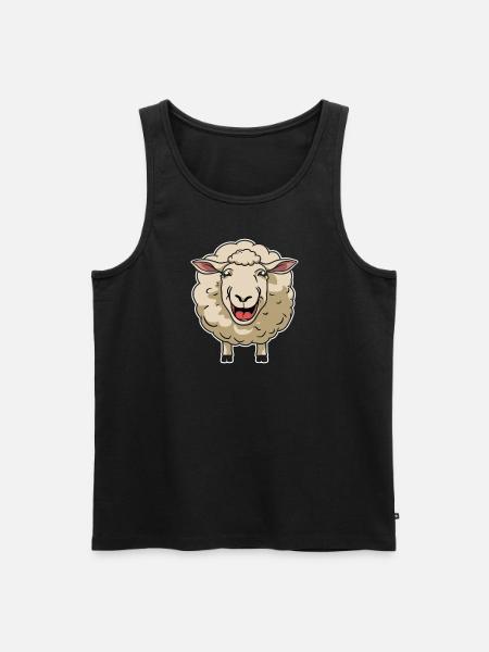 Funny Laughing Sheep Cartoon - Men's Premium Organic Tank Top - black