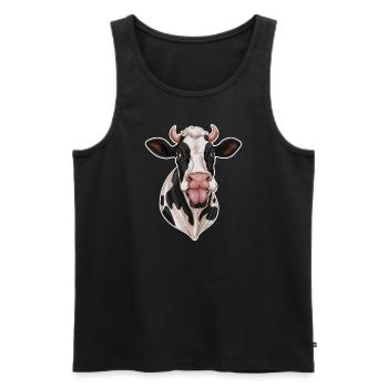Funny Cow Sticks Out Tongue - Men's Premium Organic Tank Top - black - Front - AI Model Male 178 light (178cm)