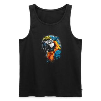 Macaw Parot Art Drawing Abstract Animal - Men's Premium Organic Tank Top - black - Front - AI Model Male 178 light (178cm)