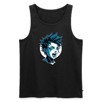 Fille punk futuriste avec mohawk - Débardeur bio Premium Homme - noir - Devant - Michal (187cm)