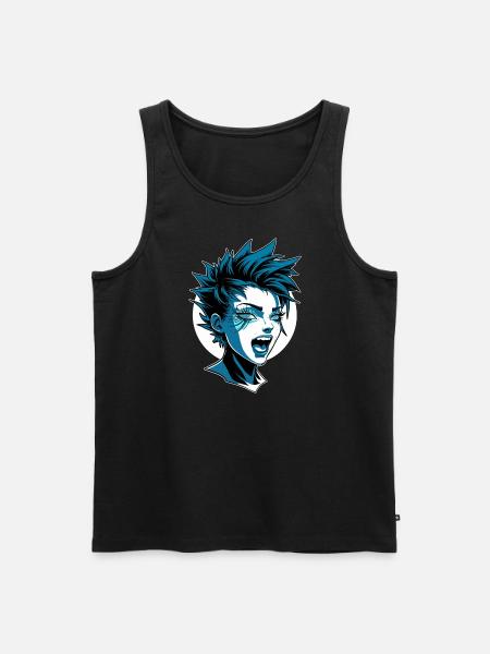 Fille punk futuriste avec mohawk - Débardeur bio Premium Homme - noir