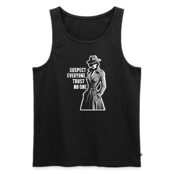 Suspect Everyone Trust No One Murder Mystery - Men's Premium Organic Tank Top - black - Front - Michal (187cm)